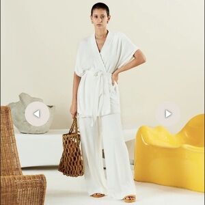 SIMON MILLER Terry Lino Kimono Belted White size Large NWT